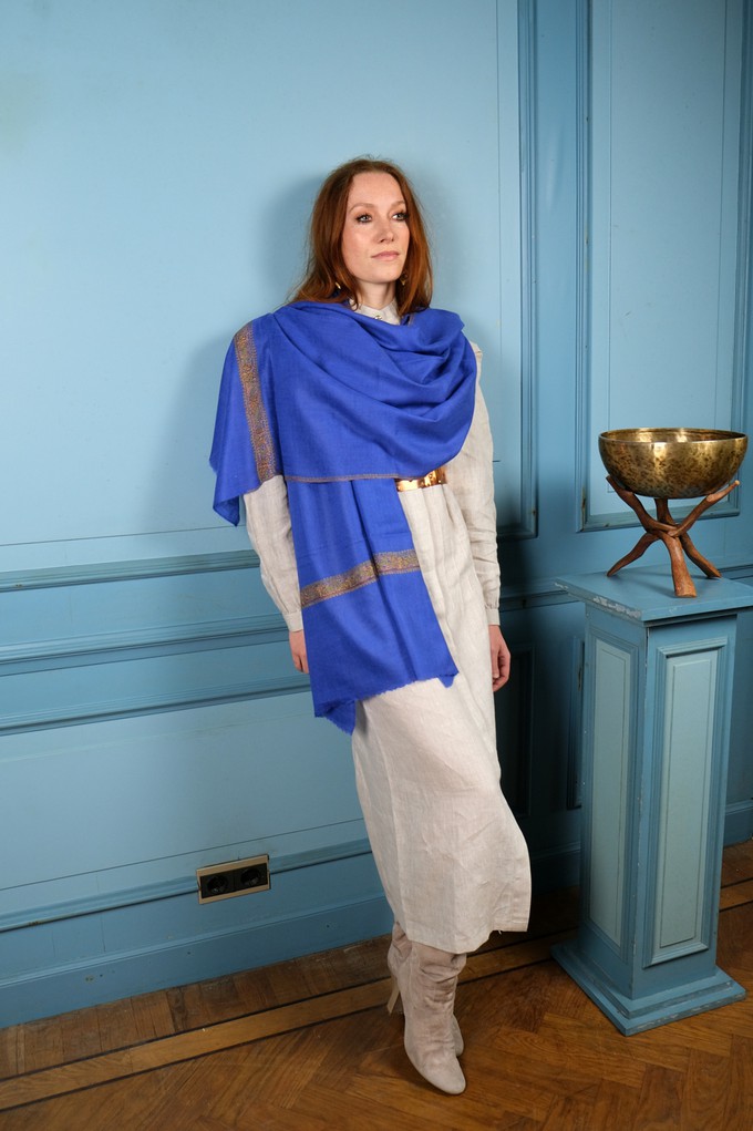 Cobalt Blue Embroidered Cashmere Scarf – Sold Out from Asneh