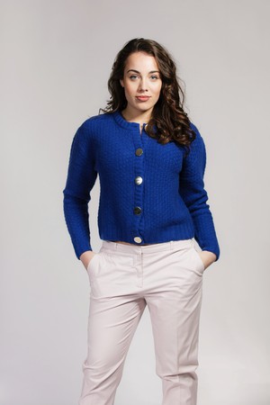 Blue Cardigan Jacket with Gold Buttons from Asneh
