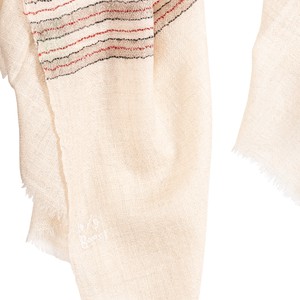 Cream Coloured Cashmere Scarf with Stripes from Asneh