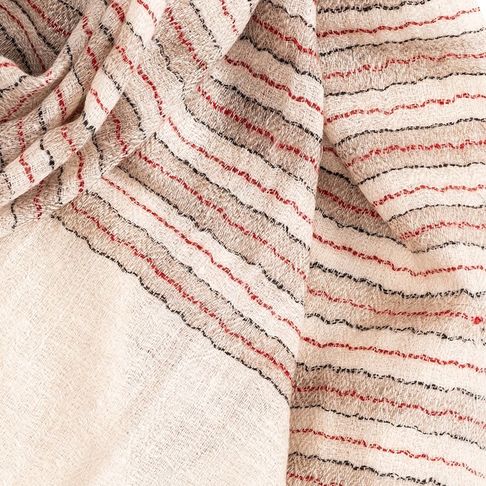 Cream Coloured Cashmere Scarf with Stripes from Asneh