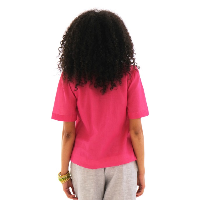 Pink frill front cotton blouse from Asneh