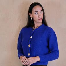Blue Cardigan Jacket with Gold Buttons via Asneh