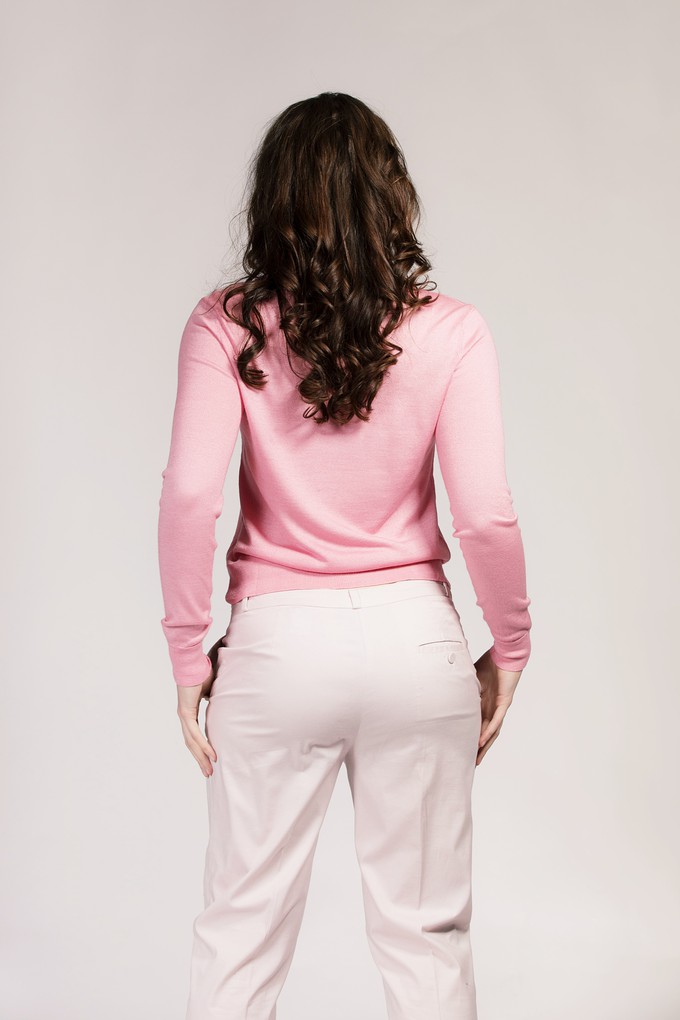Pink Pussy-Bow Sweater in Silk and Cashmere from Asneh