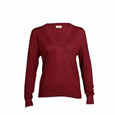 Burgundy Cashmere V-neck Sweater in fine knit van Asneh