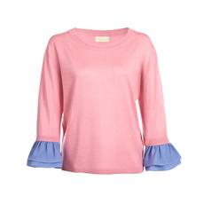 Agnes Candy Pink Ruffle-trimmed silk / cashmere top van Asneh
