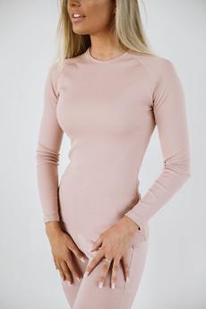 Ribbed Top Long Sleeve / Misty Rose via Audella Athleisure