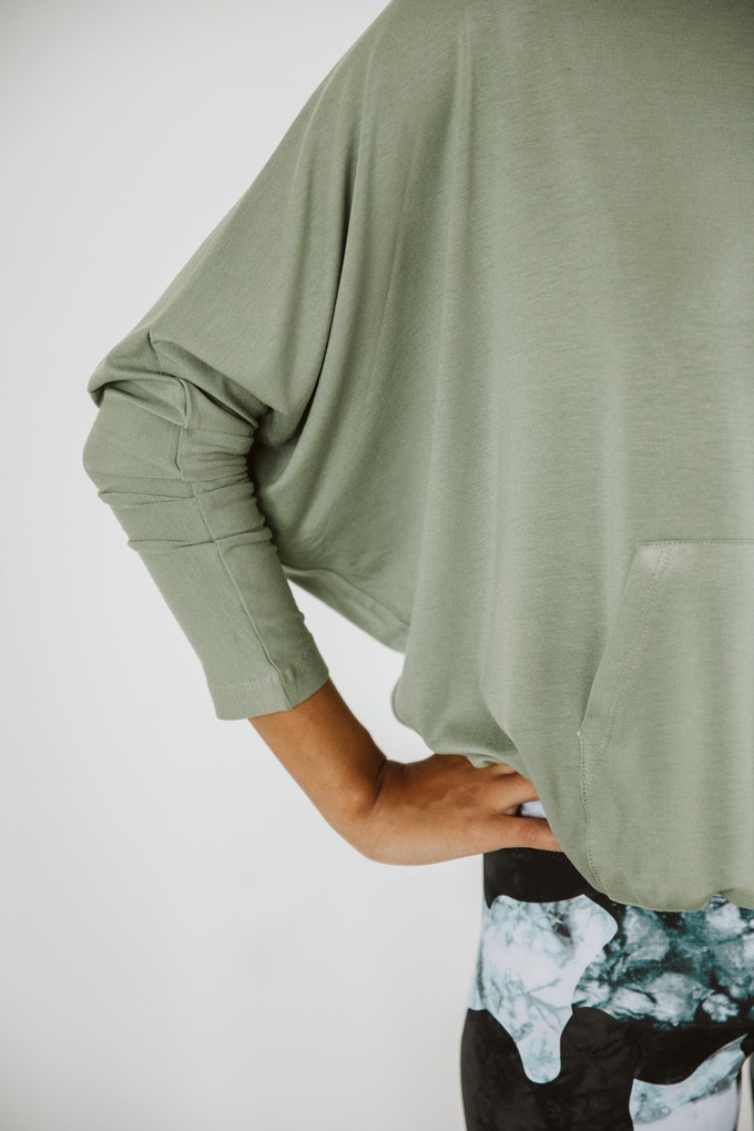 Long Sleeve Top with Kangaroo Pocket / Lemon Grass from Audella Athleisure