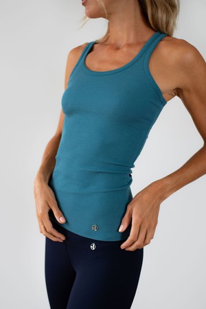 Ribbed Vest / Teal from Audella Athleisure