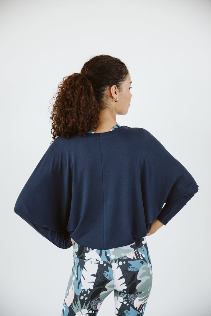 Long Sleeve Top with Kangaroo Pocket / Navy from Audella Athleisure