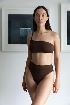 Panelled High Waist Bottom | Cacao via AURAI SWIM