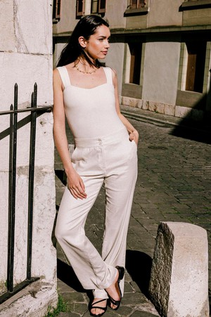 Laurier beige pants from avani apparel