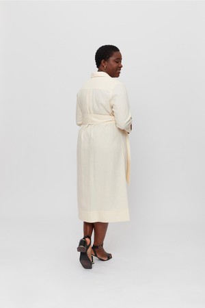 Mariam | Linen Shirt Dress with Wide Belt in Cream from AYANI