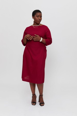 Emilia | Midi A-line Dress in Red from AYANI