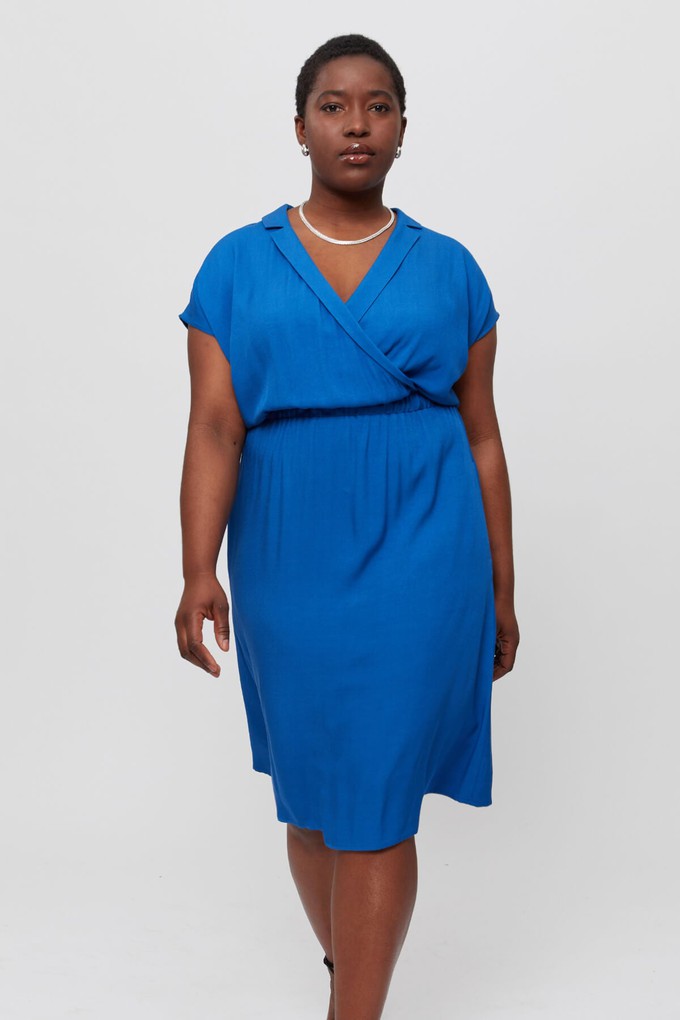 Lilit | Formal Midi Dress with Wrap Optic in Blue from AYANI