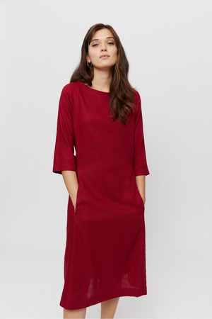 Emilia | Midi A-line Dress in Red from AYANI