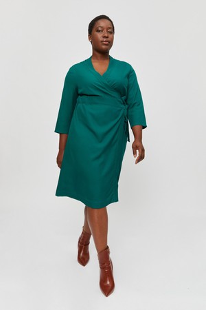 Sandra | Midi Wrap Dress in Emerald Green from AYANI