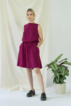 Bella | Sleeveless drapey dress in Magenta via AYANI