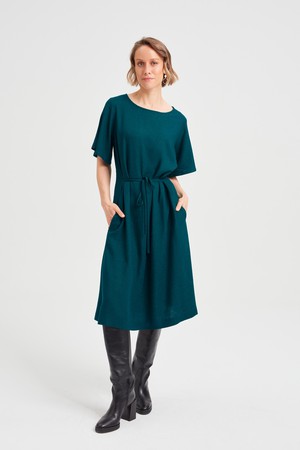 Nika | Round Neck Dress with Butterfly Sleeves in Green from AYANI