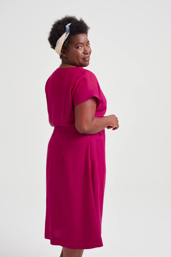 Sati | Midi Dress with Boat Neck in Cherry Red from AYANI