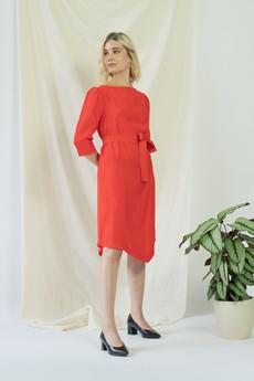 Teresa | Belted angle dress in coral via AYANI