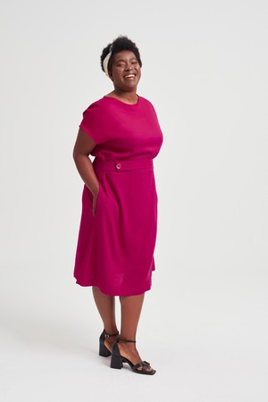 Sati | Midi Dress with Boat Neck in Cherry Red from AYANI