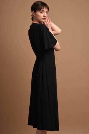 Nika | Round Neck Dress with Butterfly Sleeves in Black from AYANI