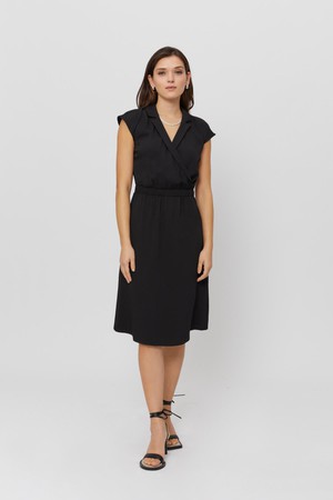 Lilit | Formal Midi Dress with Wrap Optic in Black from AYANI