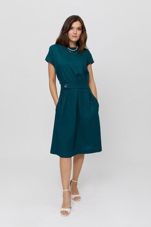 Sati | Midi Dress with Boat Neck in Green from AYANI