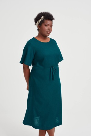 Nika | Round Neck Dress with Butterfly Sleeves in Green from AYANI