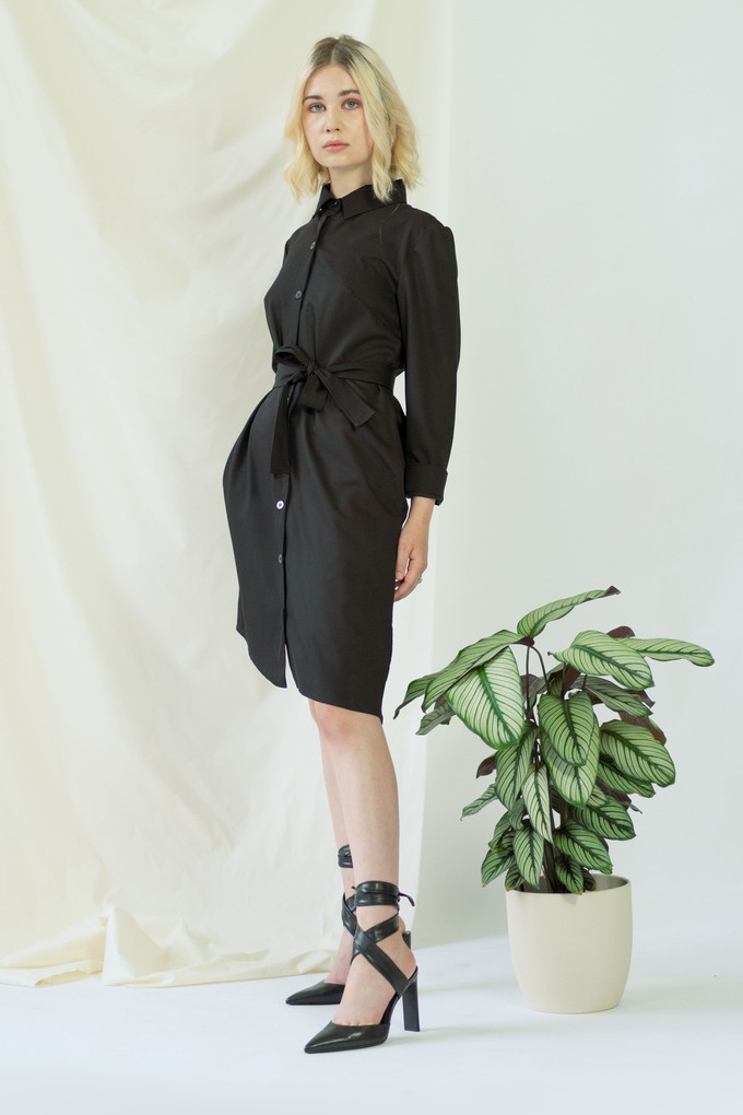 Zabel | Belted shirtdress in black from AYANI