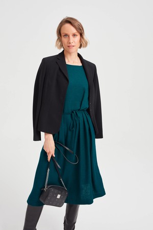 Nika | Round Neck Dress with Butterfly Sleeves in Green from AYANI
