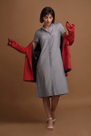 Melanie Shirt Dress with short sleeves in Light Blue from AYANI