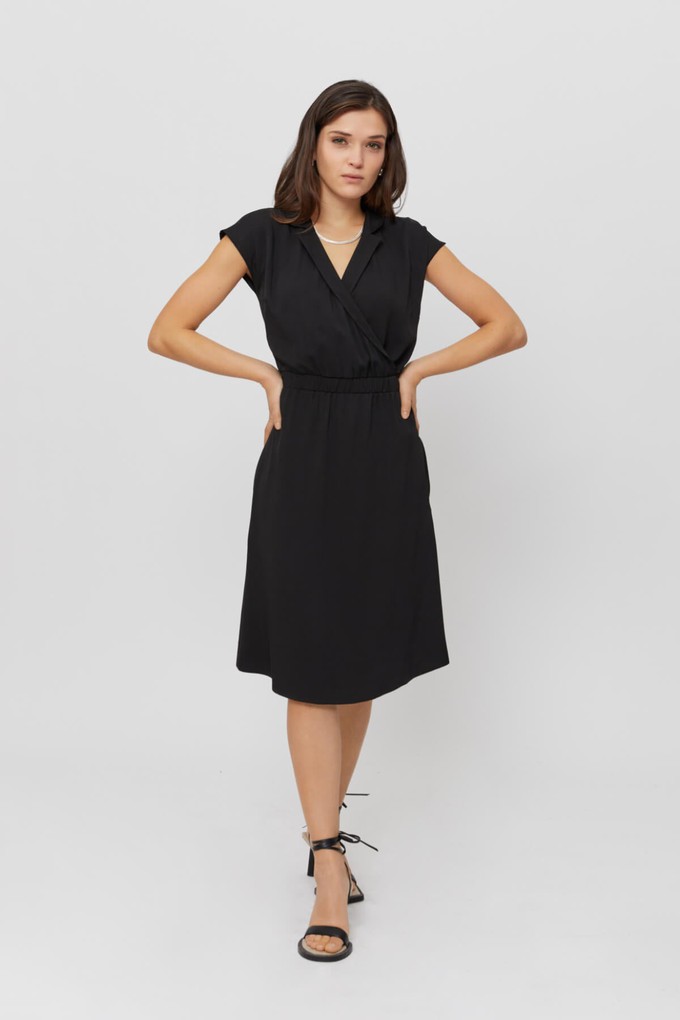 Lilit | Formal Midi Dress with Wrap Optic in Black from AYANI