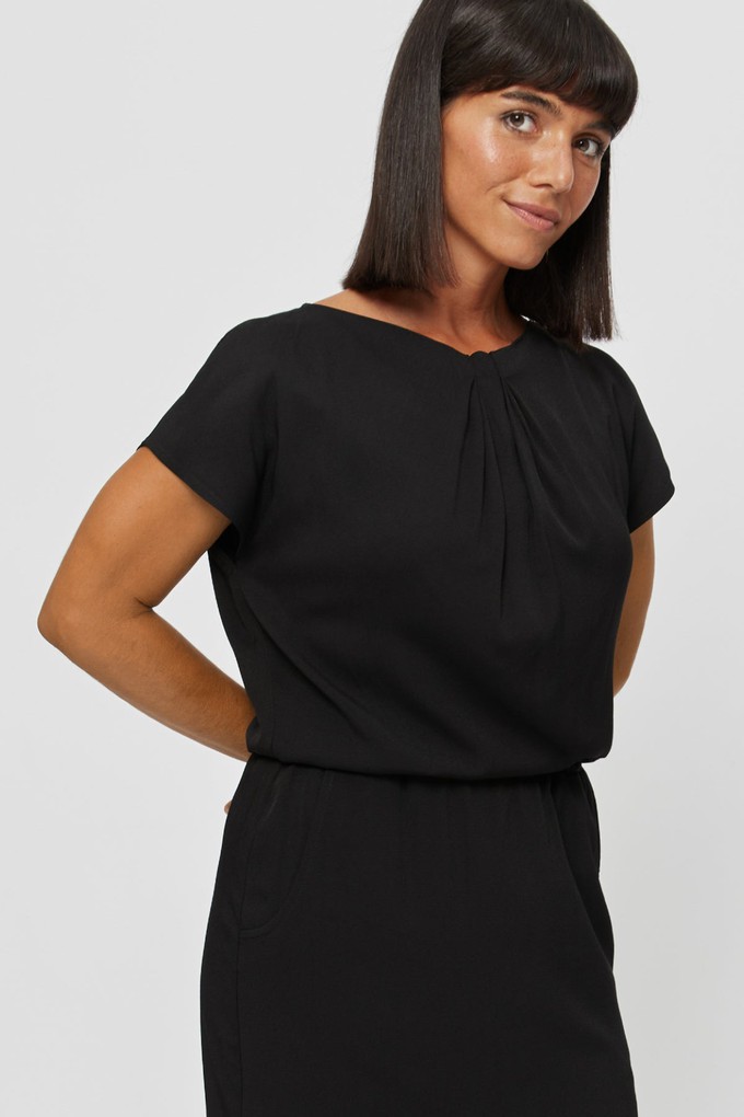 Amy | Midi Dress with Pencil Skirt and Neckline Detail in Black from AYANI