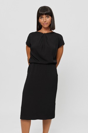 Amy | Midi Dress with Pencil Skirt and Neckline Detail in Black from AYANI