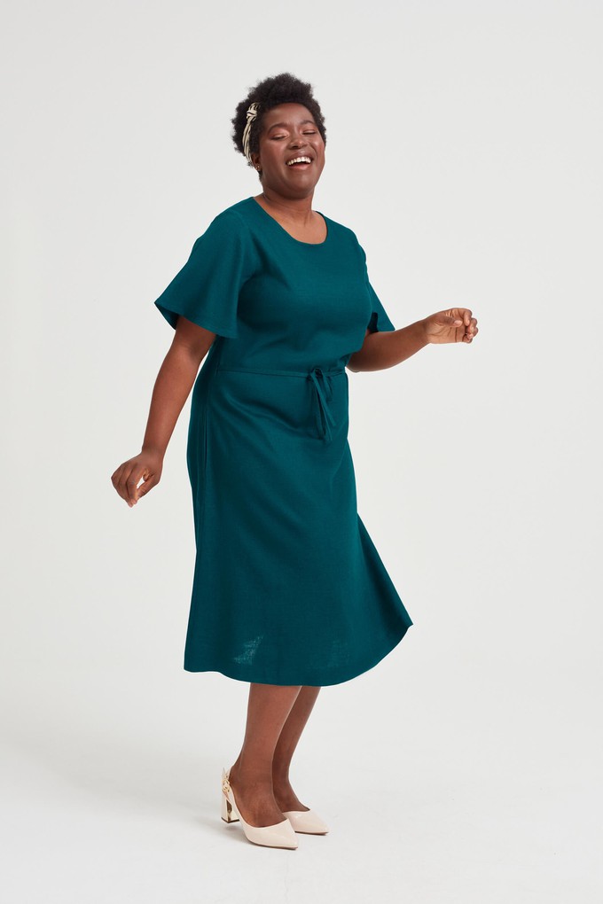 Nika | Round Neck Dress with Butterfly Sleeves in Green from AYANI