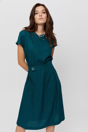 Sati | Midi Dress with Boat Neck in Green from AYANI