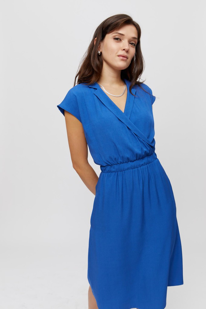 Lilit | Formal Midi Dress with Wrap Optic in Blue from AYANI