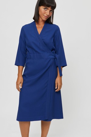 Sandra | Midi Wrap Dress in Midnight Blue from AYANI