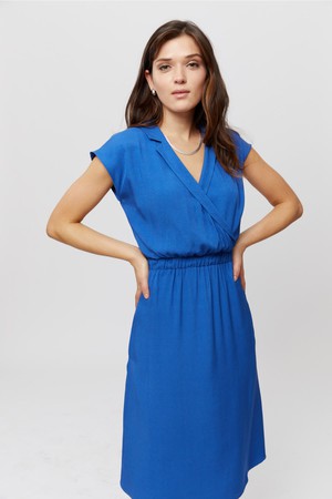 Lilit | Formal Midi Dress with Wrap Optic in Blue from AYANI