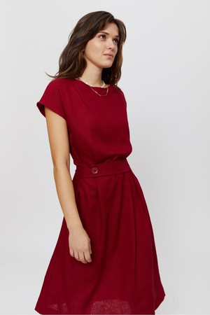 Sati | Midi Dress with Boat Neck in Red from AYANI