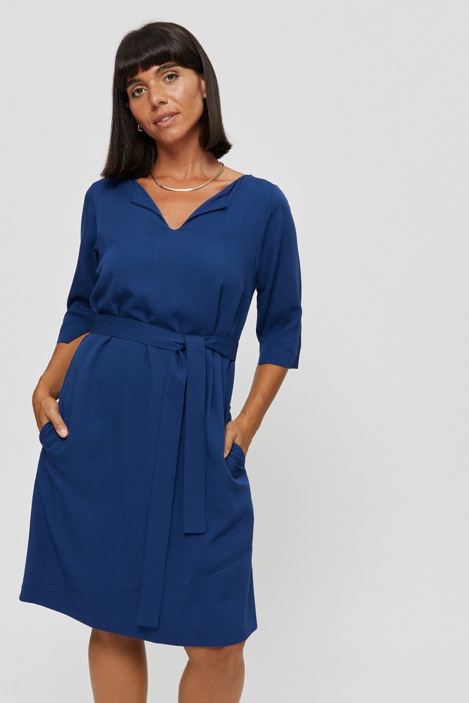 Catherine | Dress in Classic Blue with optional belt from AYANI