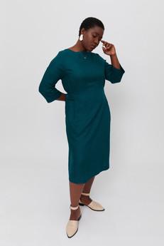 Emilia | Midi A-line Dress in Green via AYANI