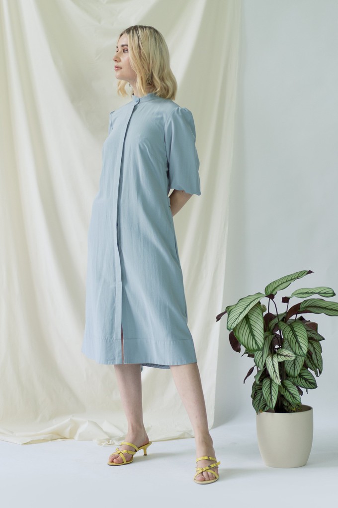 Melanie Shirt Dress with balloon sleeves in Light Blue from AYANI