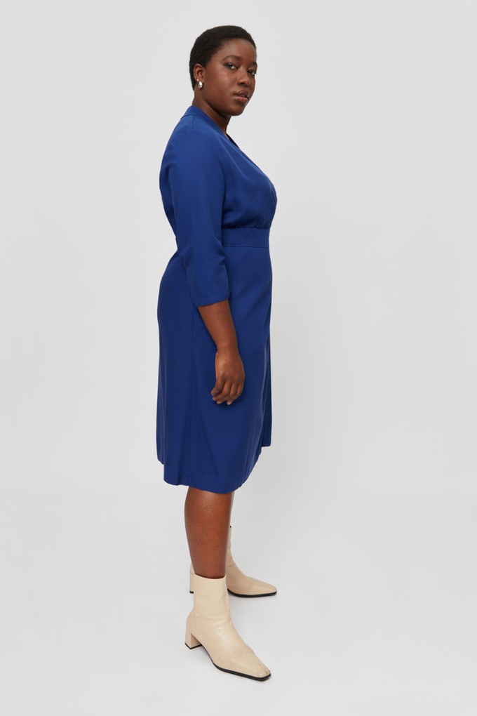 Sandra | Midi Wrap Dress in Midnight Blue from AYANI