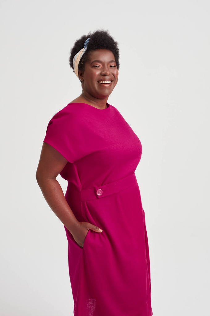 Sati | Midi Dress with Boat Neck in Cherry Red from AYANI