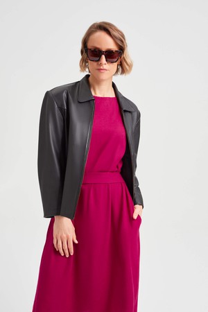 Sati | Midi Dress with Boat Neck in Cherry Red from AYANI