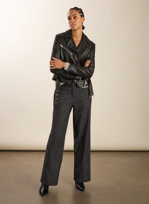 Gwynnie Wool Blend Wide Leg Trousers from Baukjen