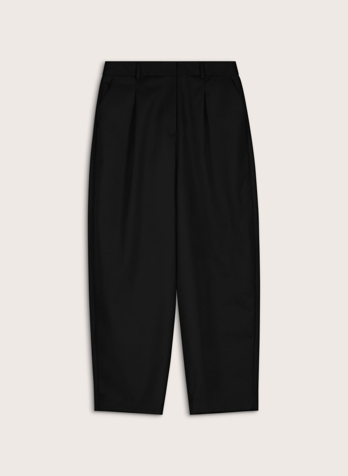 Evora Wool Blend Barrel Leg Trousers from Baukjen