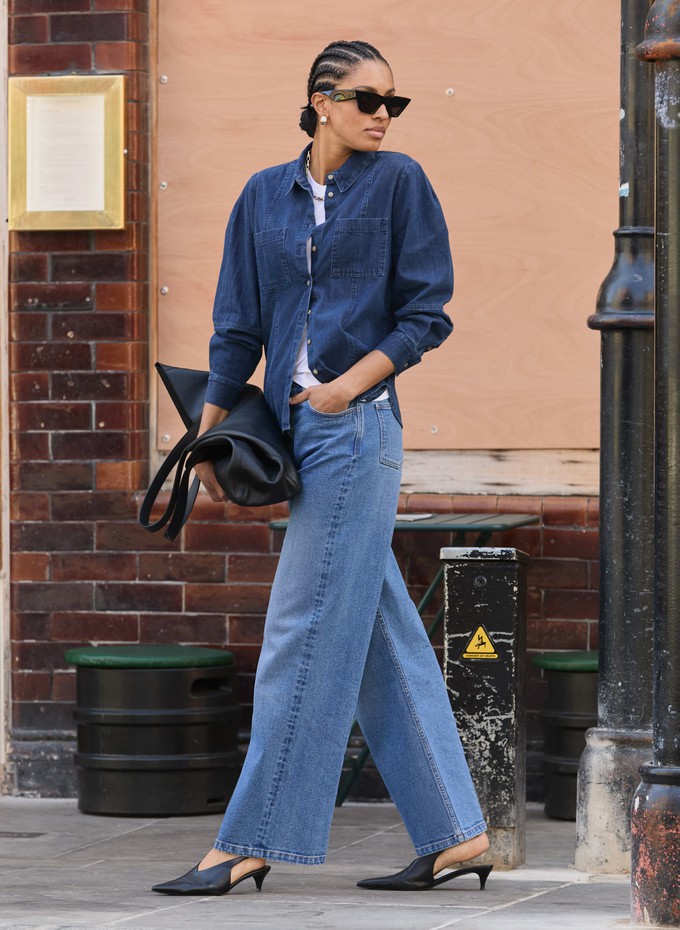 Organic Stretch Cotton Wide Leg Slouch Jeans from Baukjen